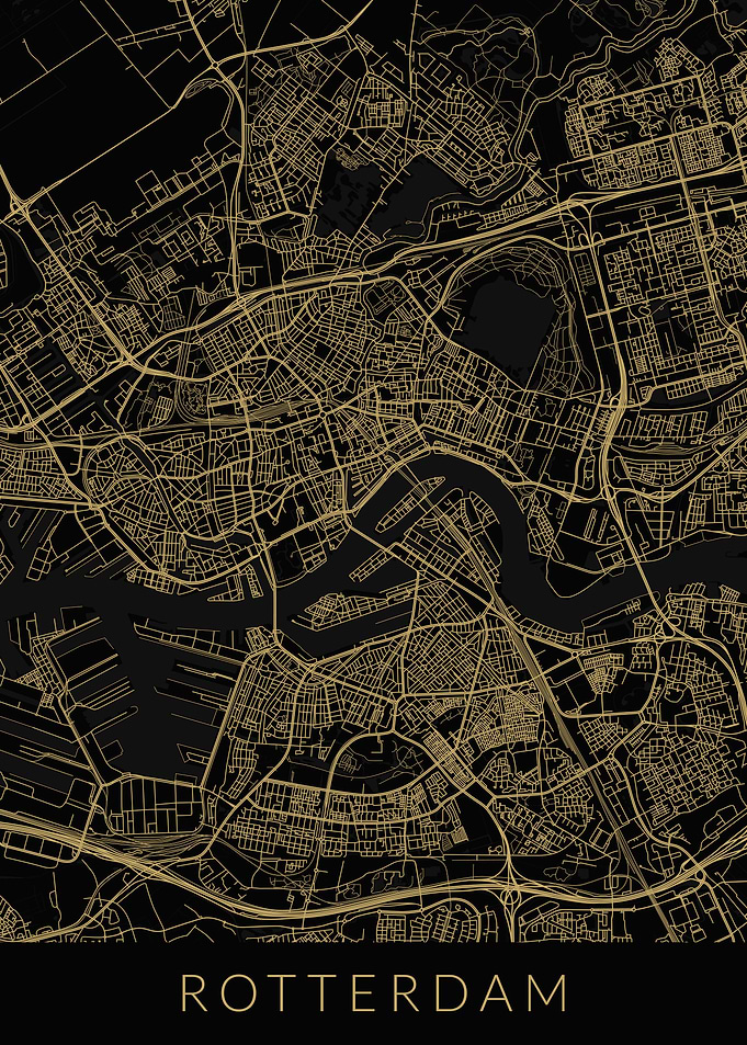 Rotterdam Map Black Gold