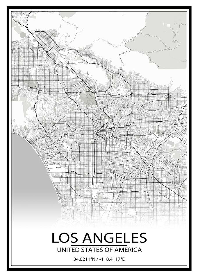 Los Angeles White Map