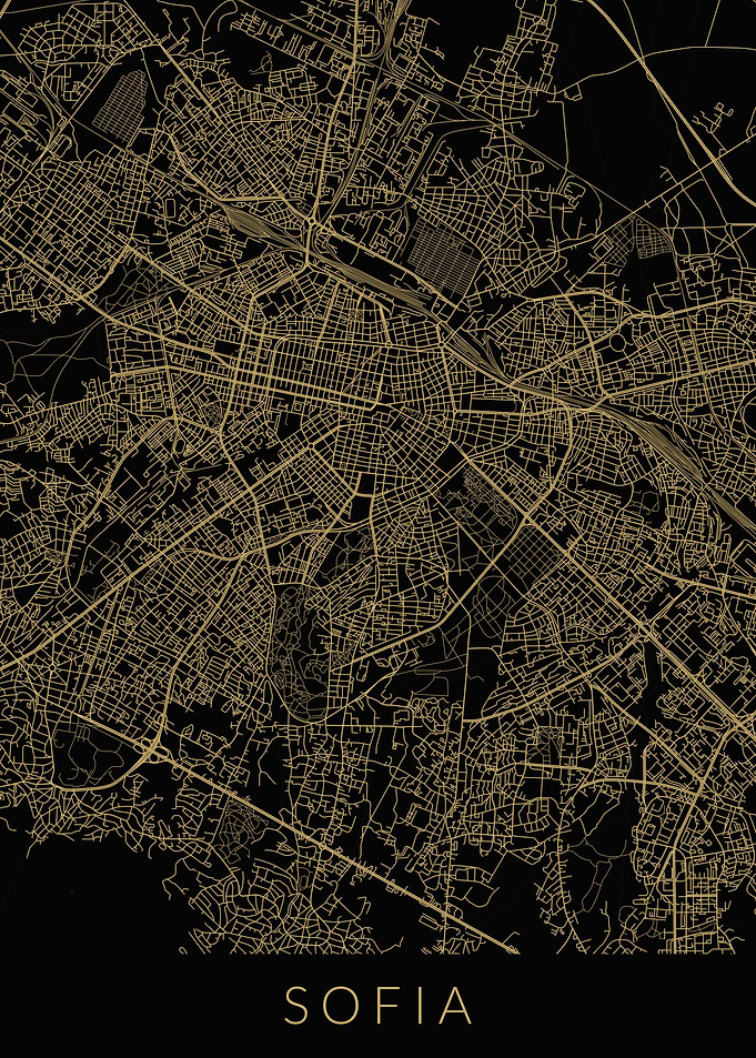 Sofia Map Black Gold