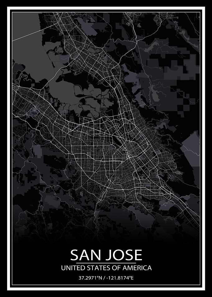 San Jose Black Map
