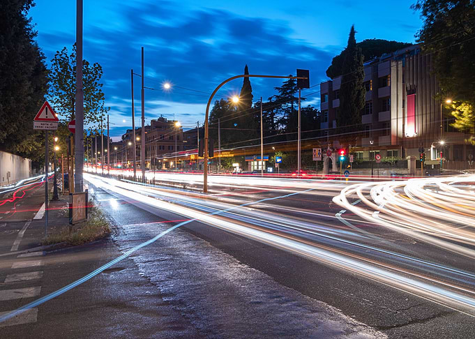 Night busy city Traffic