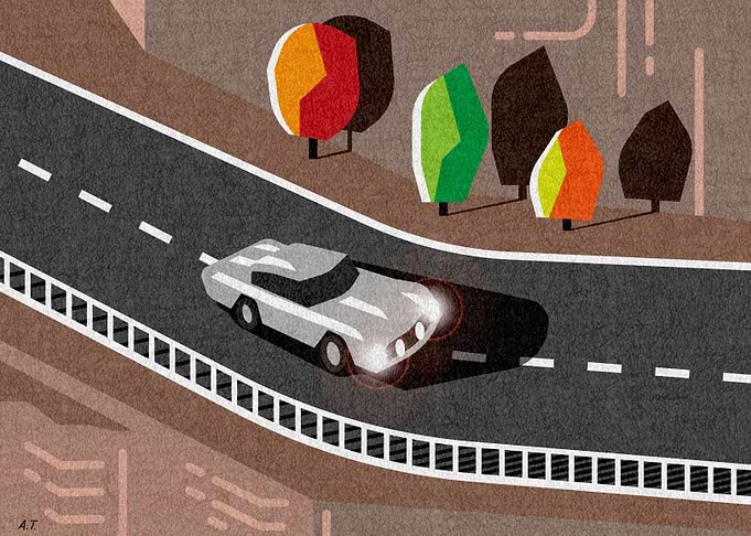 Car on mountain road