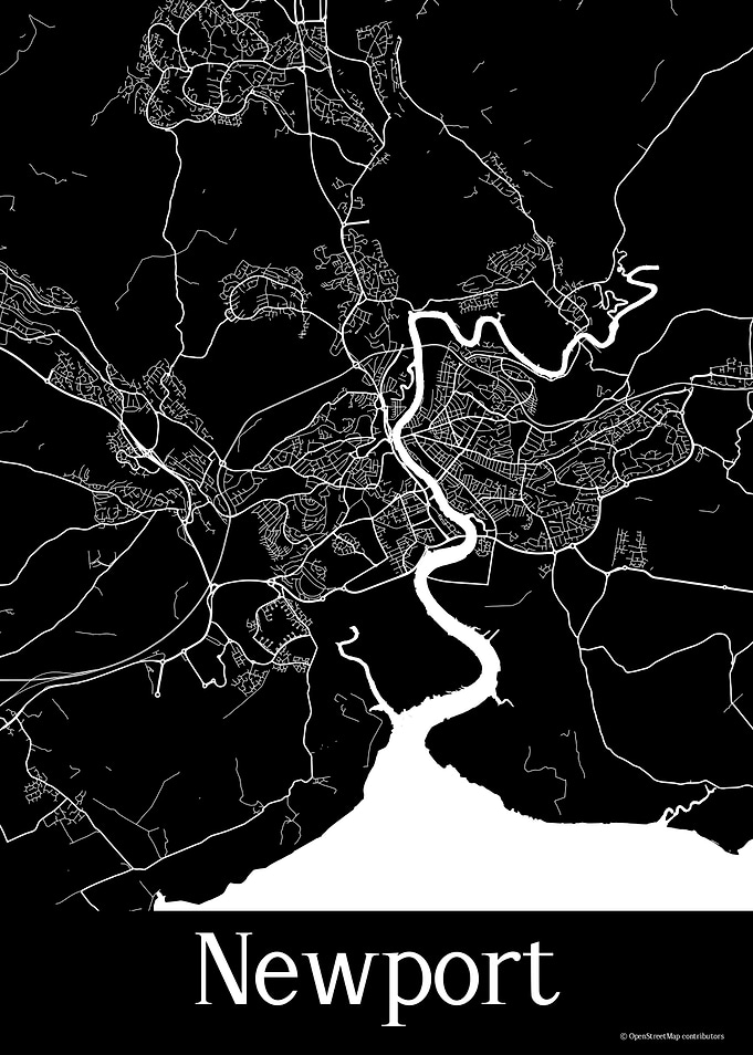 Newport UK Black Map