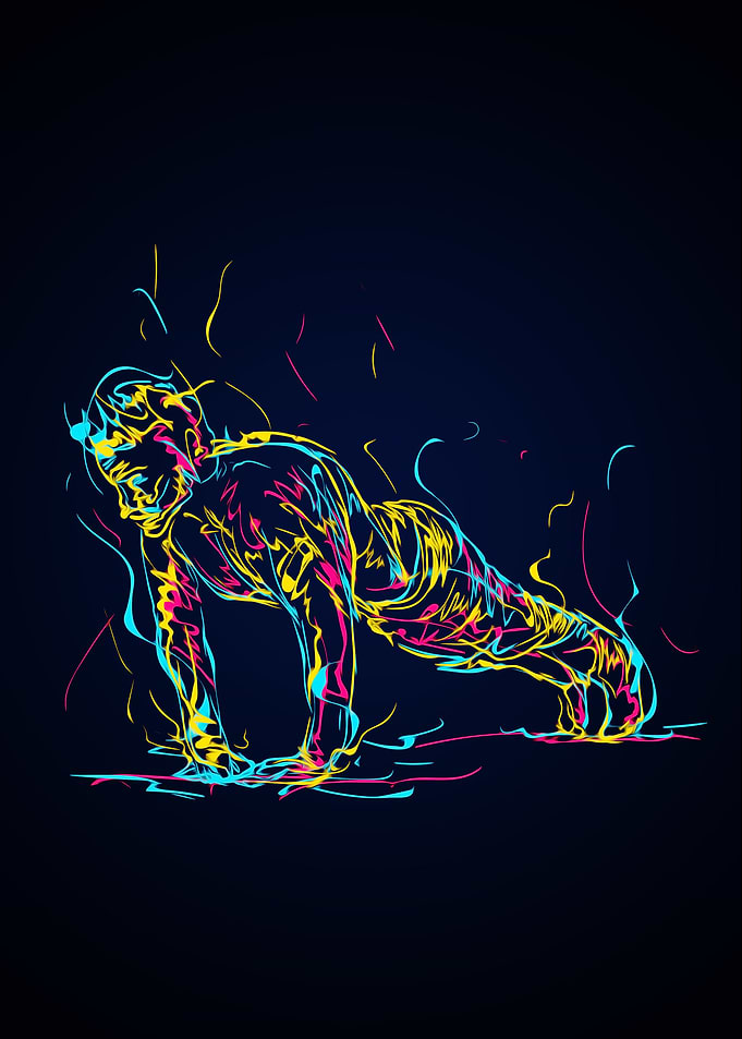 Abstract man doing push up