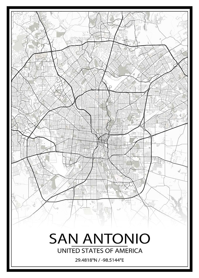 San Antonio White Map