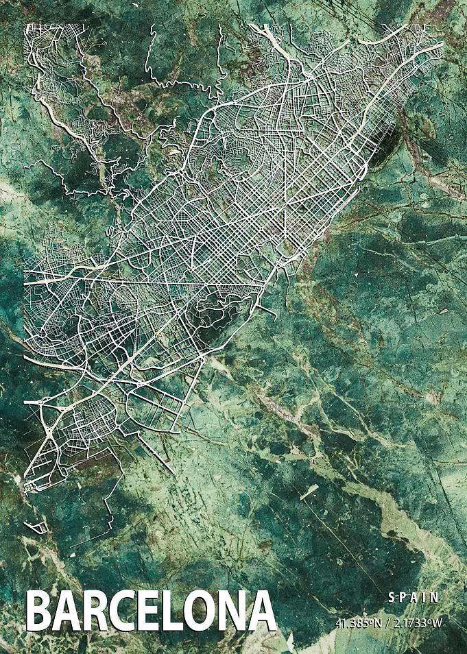 Barcelona City Map Spain