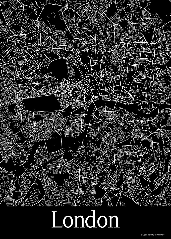 London UK Black Map