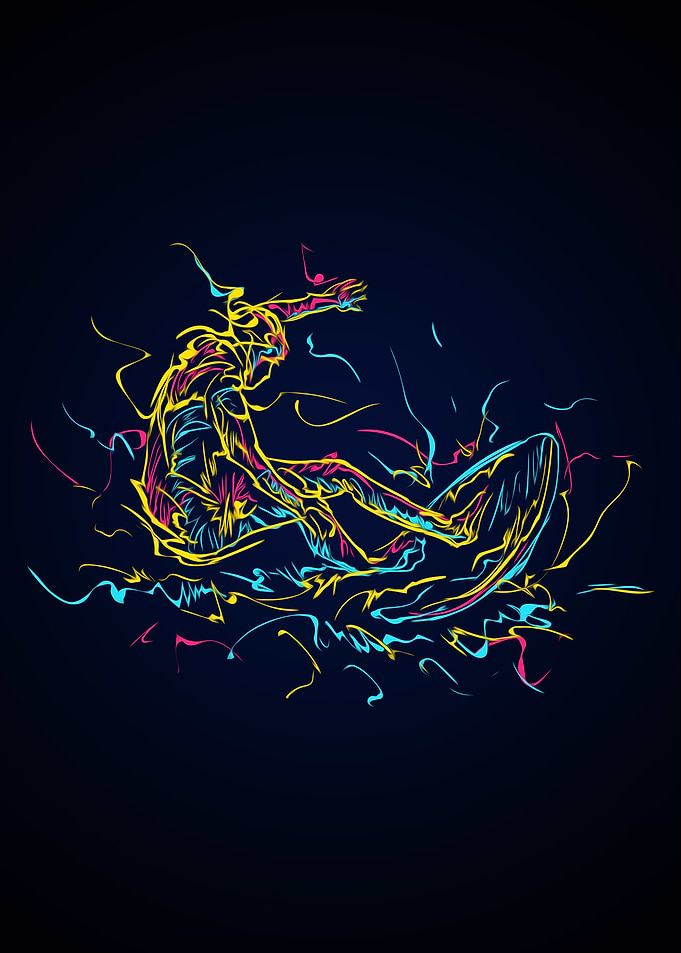 Abstract colorful surfing