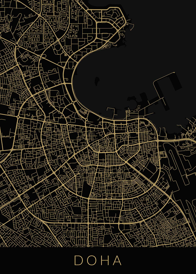 Doha Map Black Gold