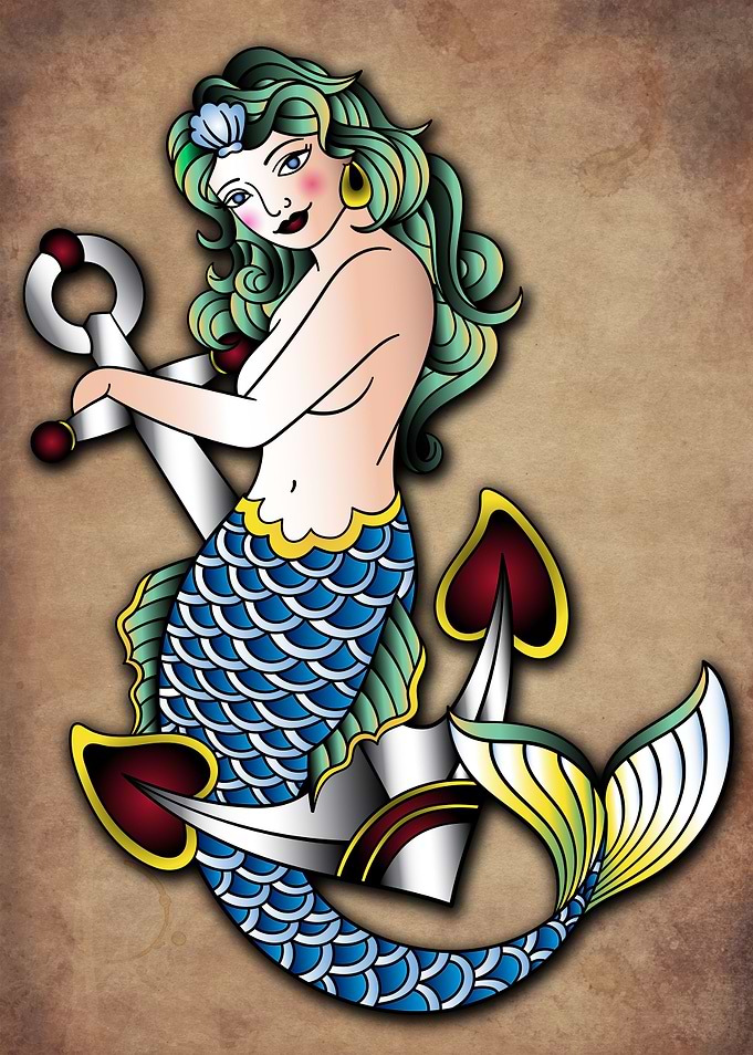 mermaid tattoo traditional