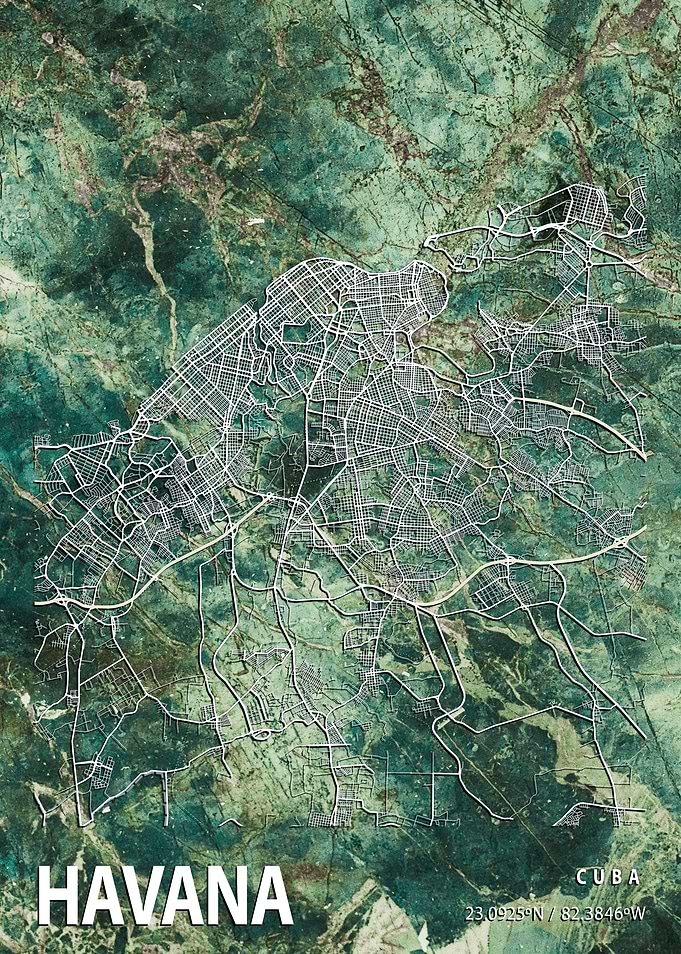 Havana City Map Cuba