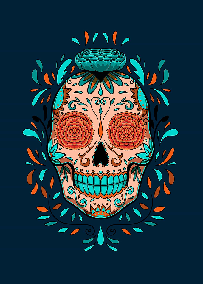 Sugar skull mexican flower