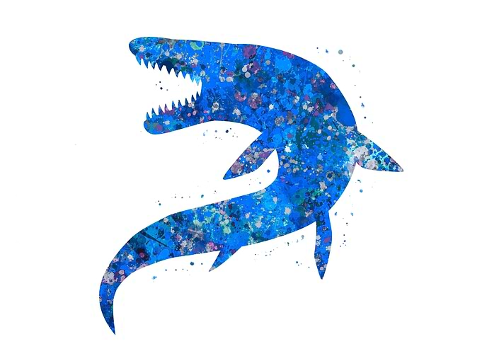 Mosasaurus Dino Blue Art