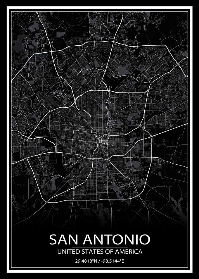 San Antonio Black Map