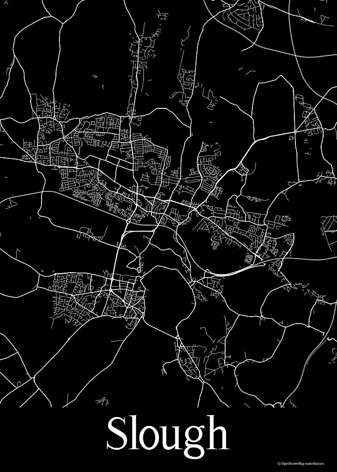 Slough UK Black Map