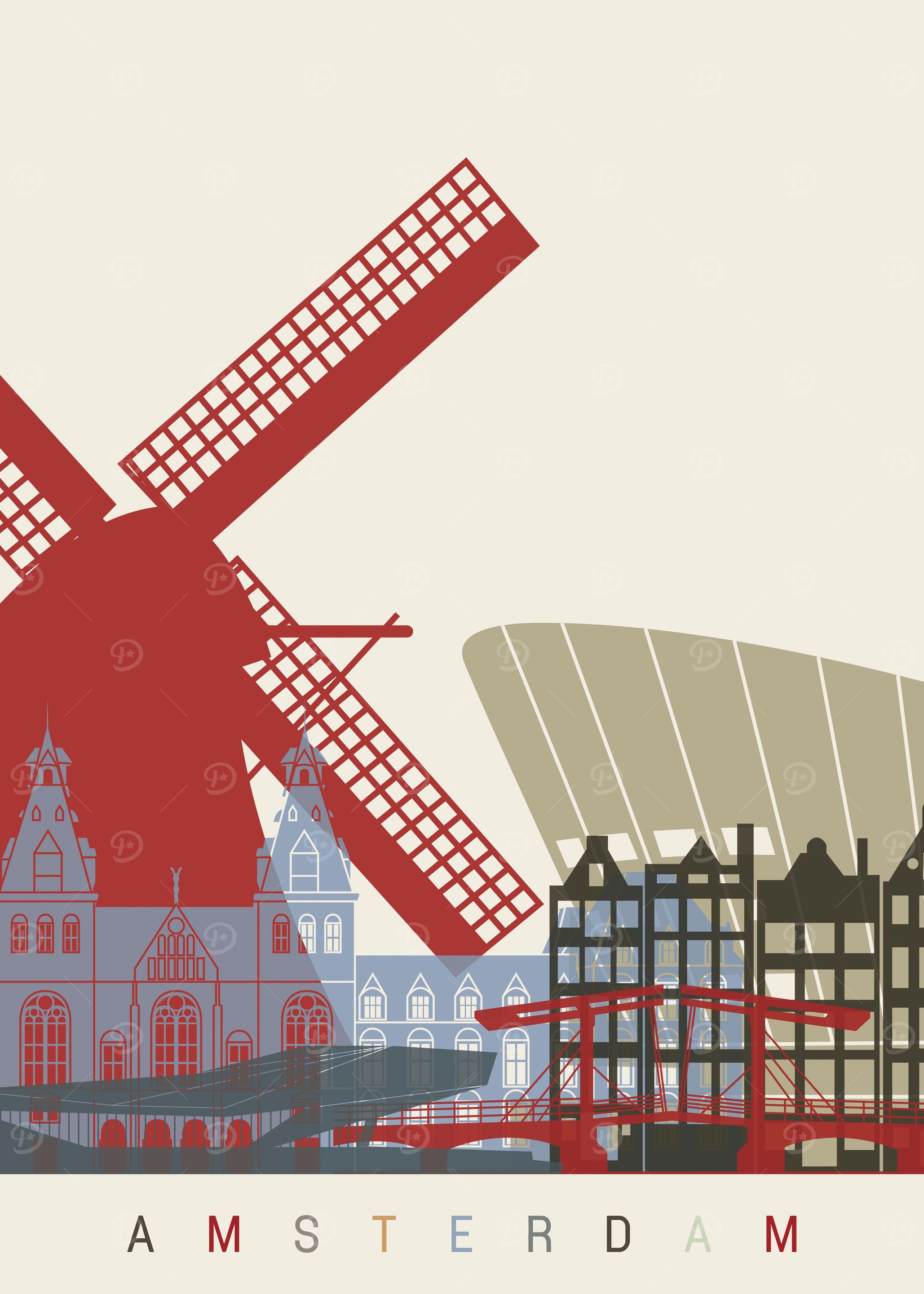 Amsterdam skyline poster