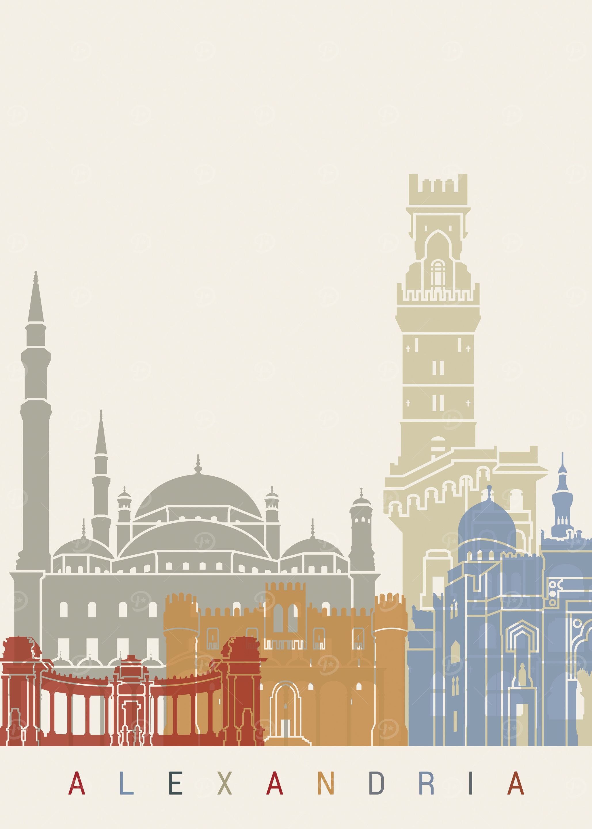 Alexandria skyline poster