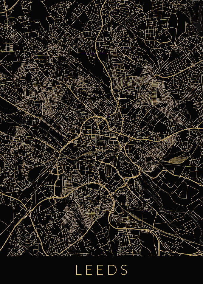 Leeds Map Black Gold