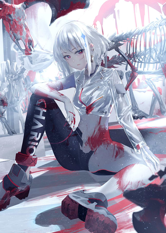 Anime girl skeleton animal