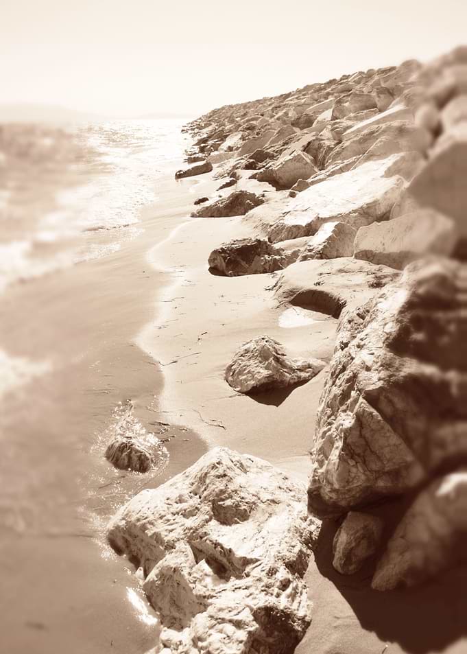 Minimal beige beach rocks
