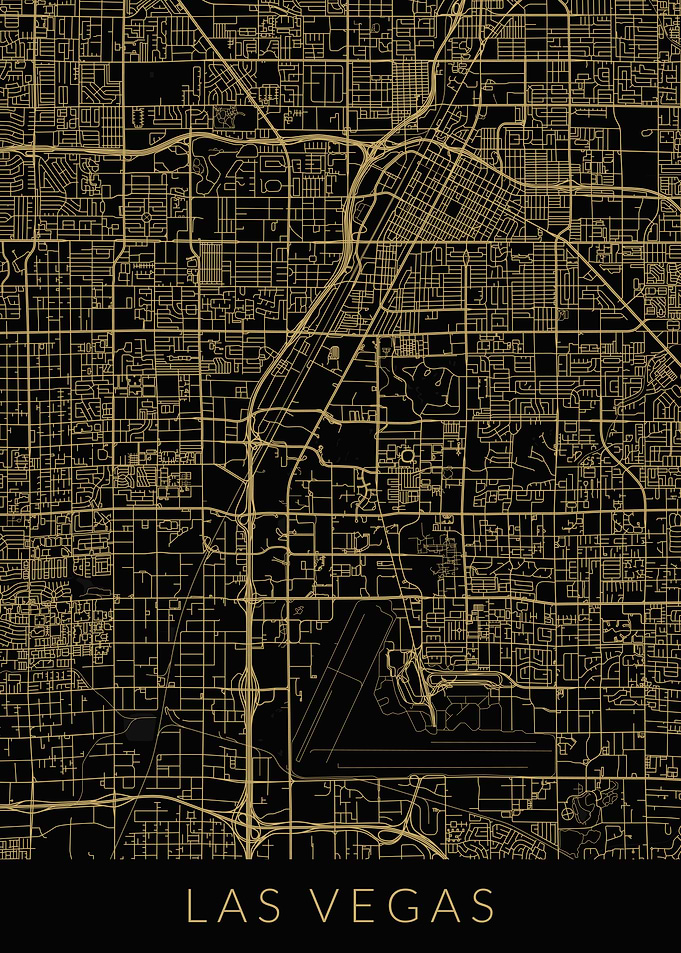Las Vegas Map Black Gold
