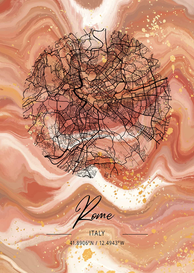 Rome City Map Italy marble