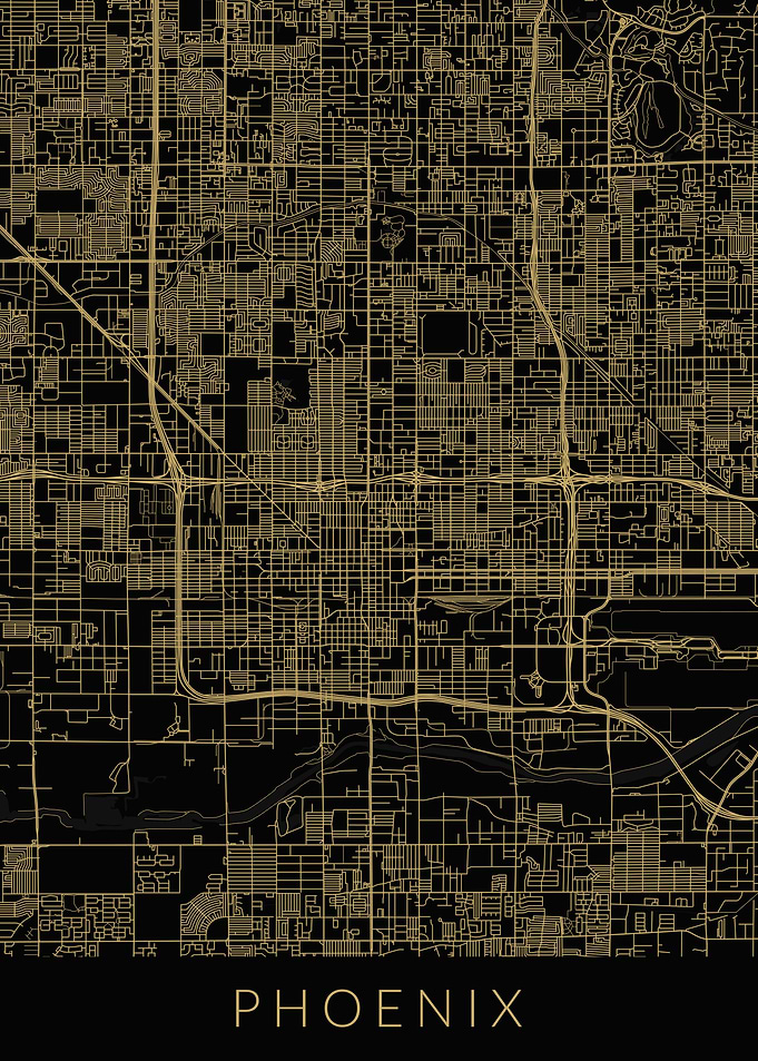 Phoenix Map Black Gold