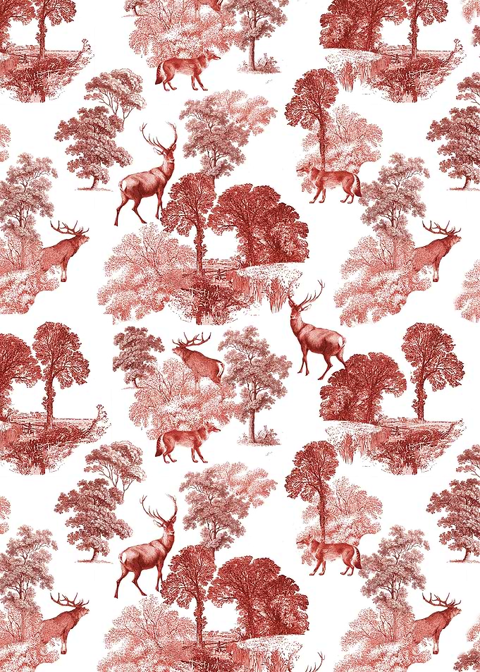 Classic Red Toile Deer