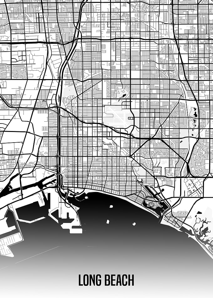 Long Beach white map