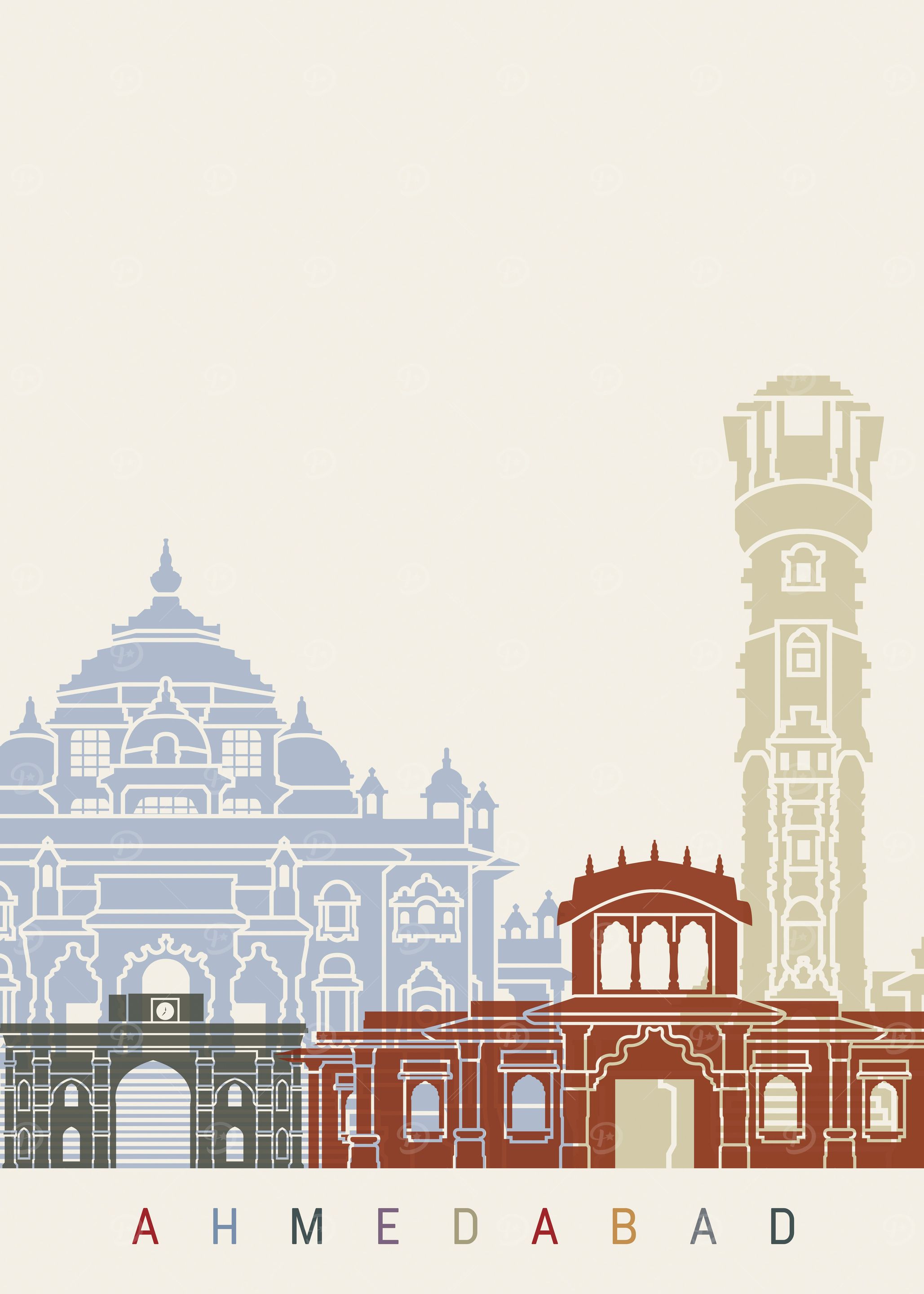 Ahmedabad skyline poster