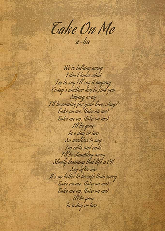 Take on Me by aha Lyrics