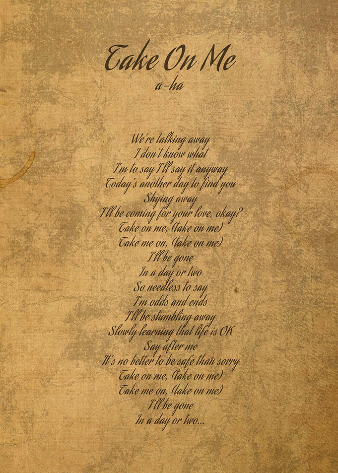 Take on Me by aha Lyrics