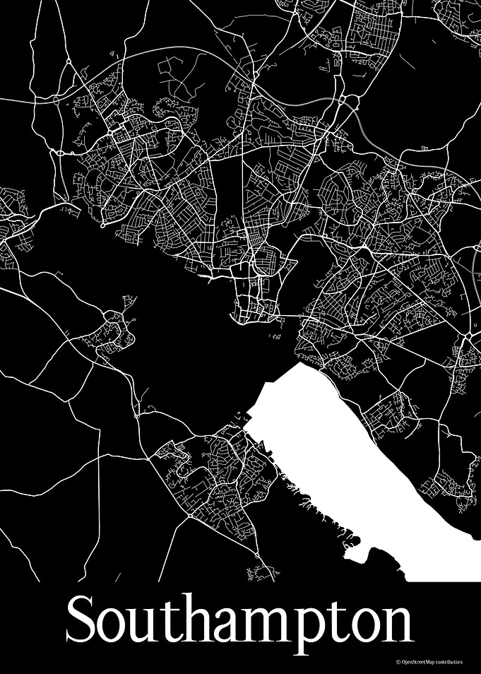 Southampton UK Black Map