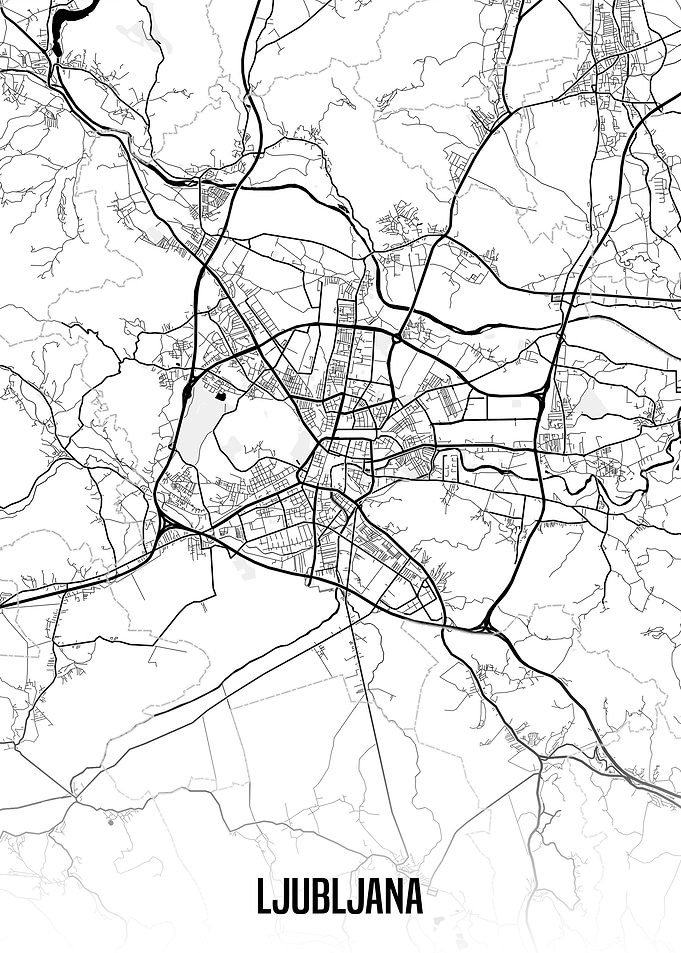 Ljubljana white map