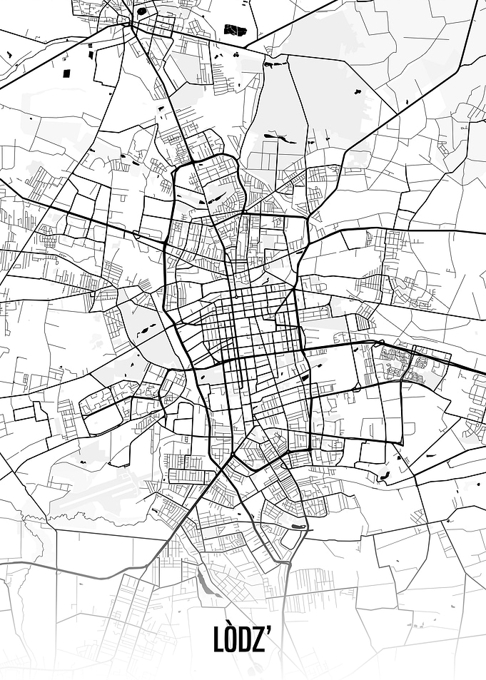 Lodz white map