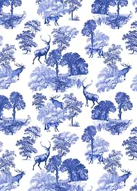 Classic Blue Toile Deer