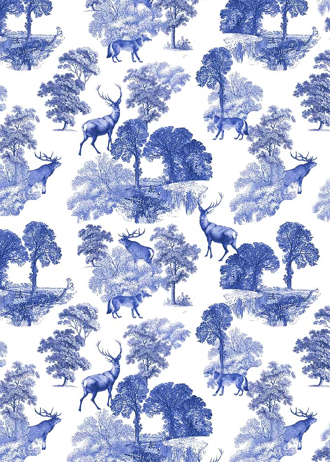 Classic Blue Toile Deer