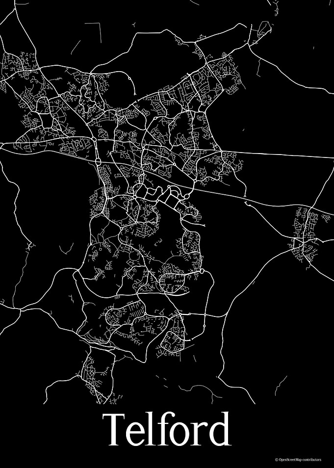 Telford UK Black Map