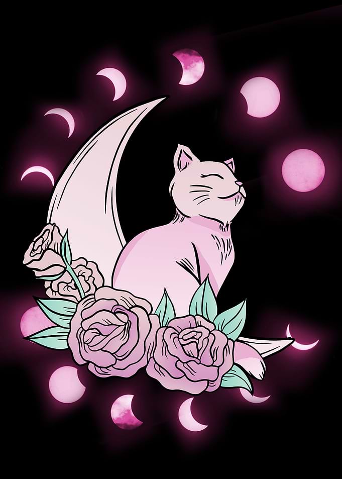 Cute Pastel Witch Cat