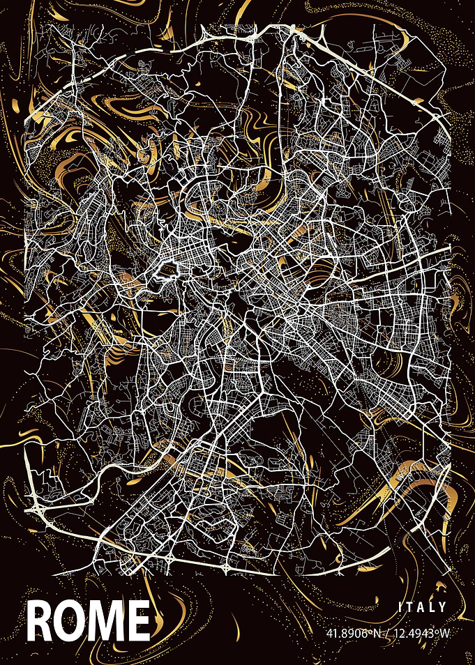 Rome City Map Italy marble