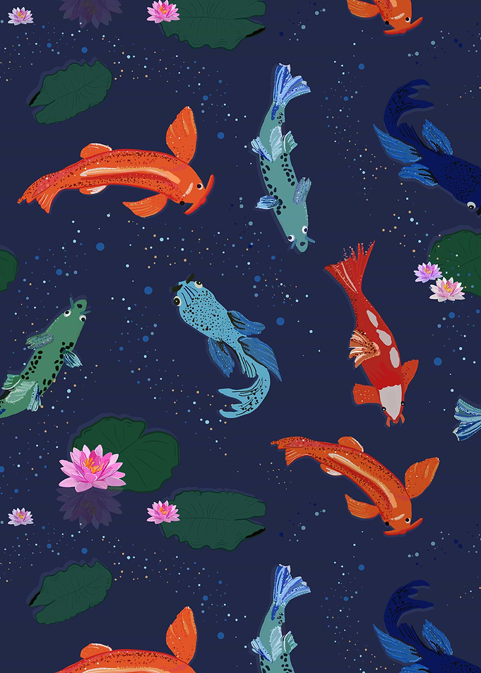 Koi fishes sea creatures