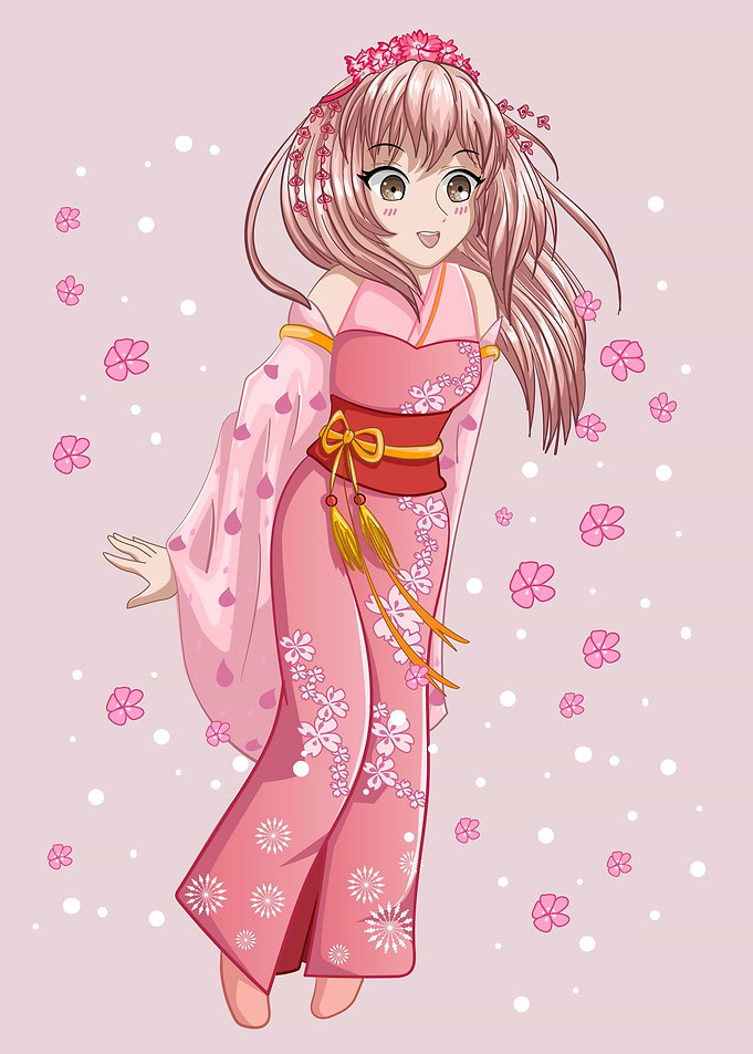 Anime Girl with blossoms
