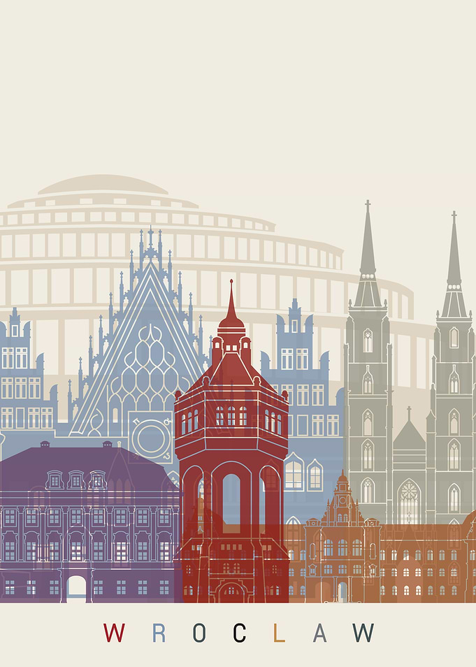 Wroclaw skyline poster