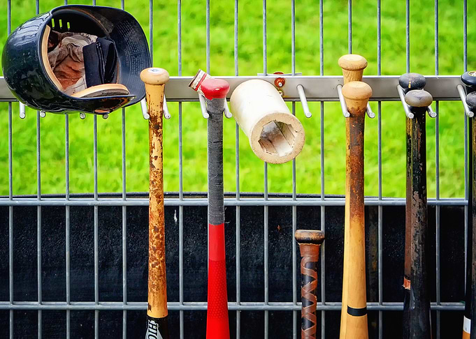 Baseball bats hanging