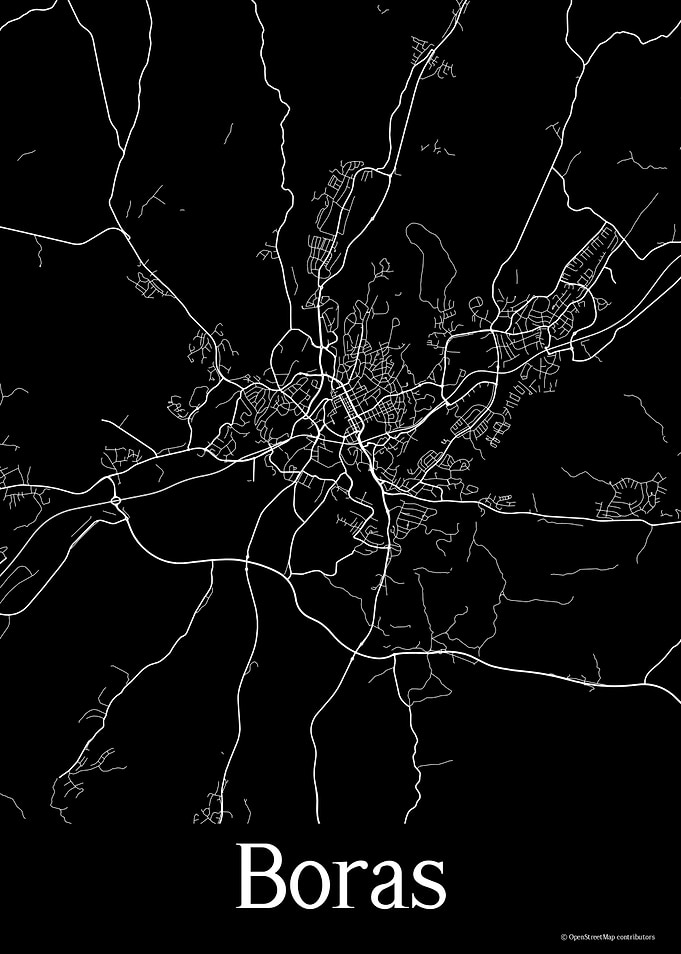 Boras Sweden Black Map
