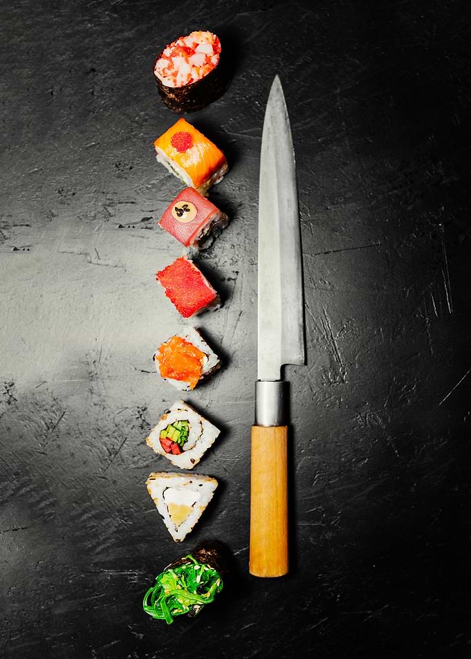 Sushi with knife