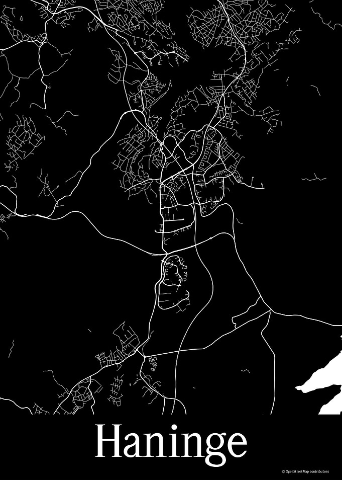 Haninge Sweden Black Map