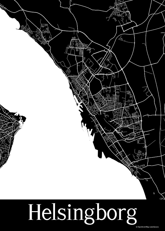 Helsingborg Black Map