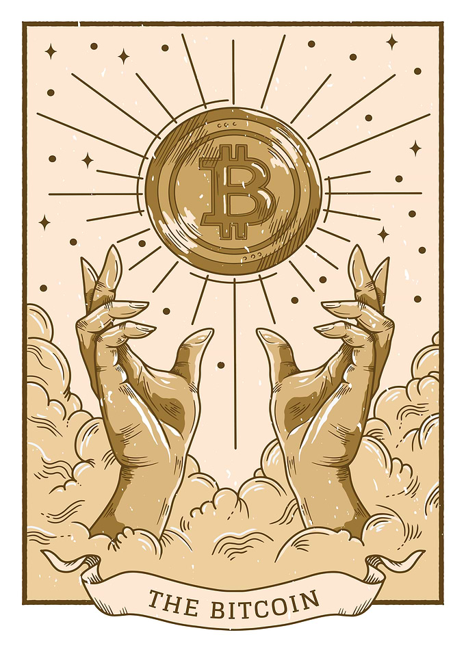 Bitcoin symbol tarot card
