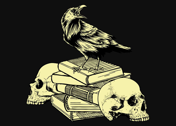 Dark Academia Raven Skull